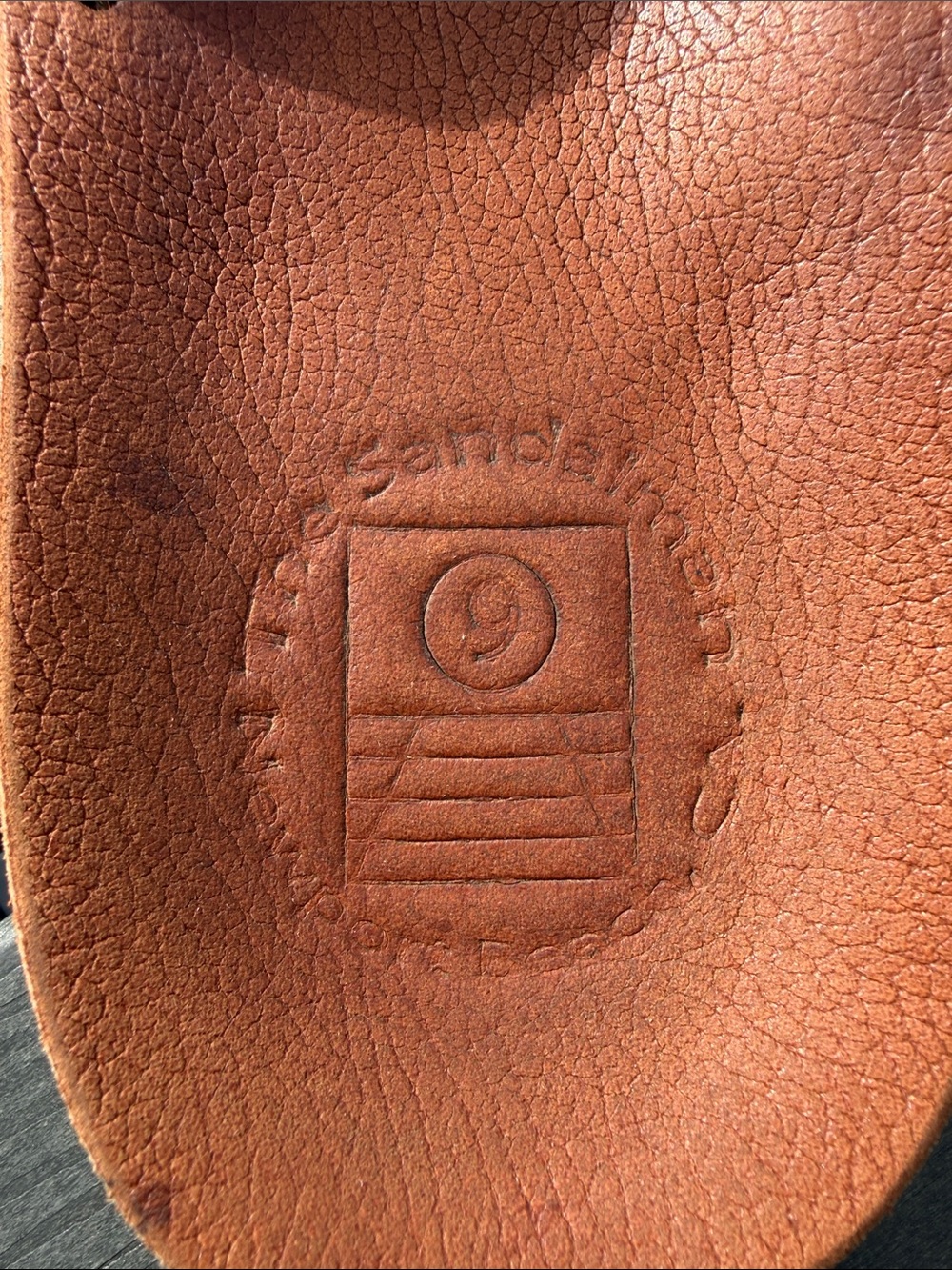 Men's Brown Leather Flip-Flop Sandals Vibram Soles - Picture 4 of 12